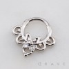 BUTTERFLY FILIGREE MOTIF BEAD 316L SURGICAL STEEL SEPTUM HINGED SEGMENT RING